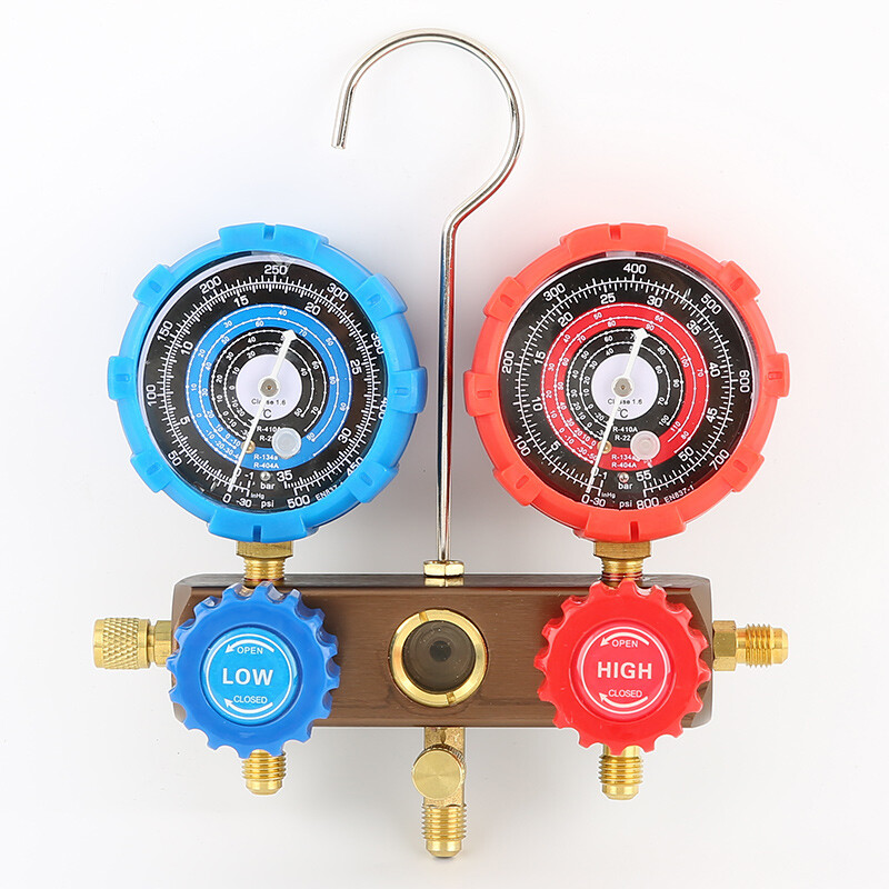 得力 汽车加氟表压力表双表阀空调加氟工具套装的照片