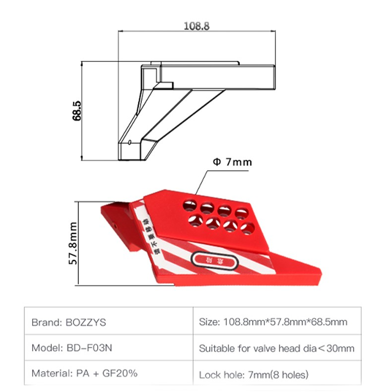 BOZZYS标准球阀锁工业管道阀门适用于DN8-DN50球阀锁定的照片