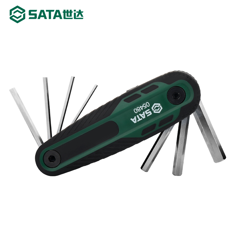 SATA世达折叠内六角扳手工具8件卡槽折叠内六角组套/05480的照片