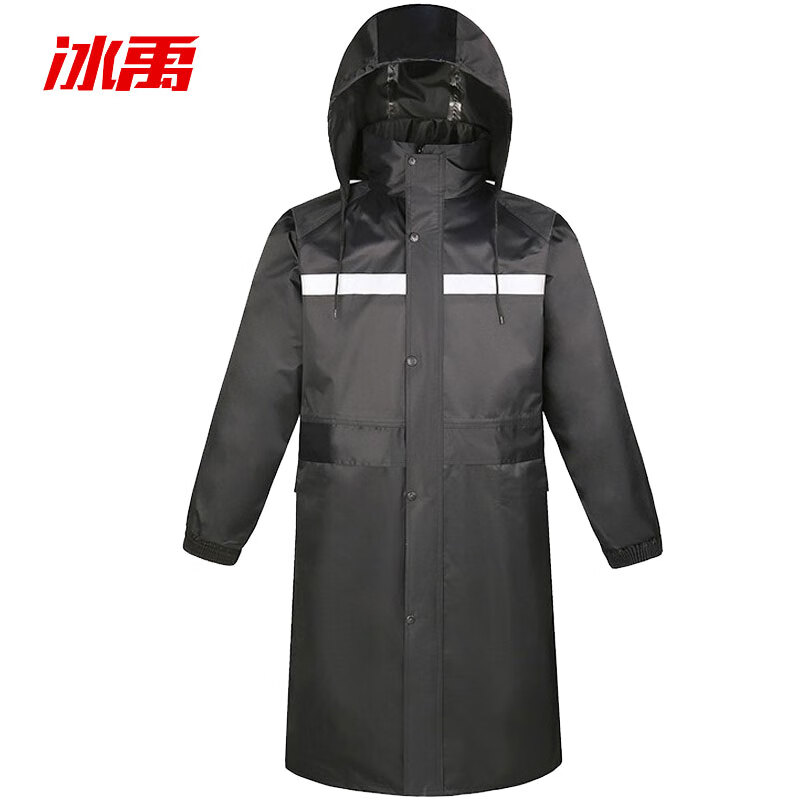 冰禹 长款风衣式雨衣 1件黑色XL BYC-254的照片